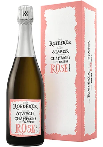 Bottiglia di Champagne & Philippe Starck Brut Nature Rosé Louis Roederer 2015